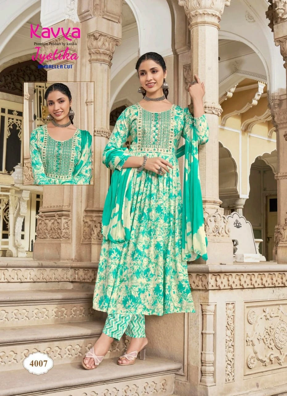 Kavya Jyotika Vol 4 Capsule Foil Print Wholesale Readymade Salwar Suit Catalog — Wholesale Salwar Suits, Kavya wholesale from Surat - Gallery Image 9